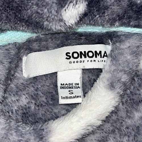 Soft Fleece GRAY LONG Robe Shawl Collar BLUE WHITE STARS Plush Spa Bathrobe BELT - Picture 4 of 12