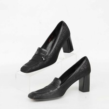 Sonia Rykiel Black Fabric Signature Logo Square Toe Pump Women 38.5 US 8.5 Heart