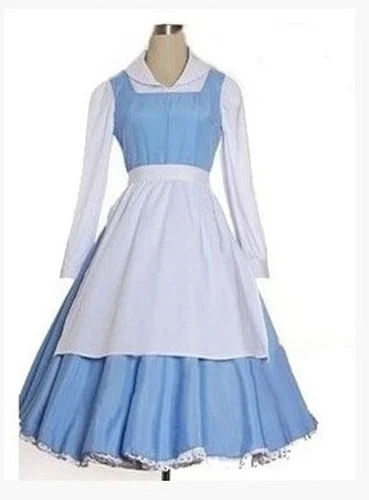 Halloween Blue Costume Adult and Beast Dress Belle the Cosplay Maid UK Beauty - Picture 7 of 19