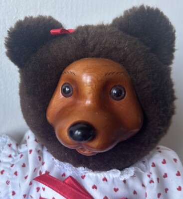 2 Set Robert Raikes Wood Face Bear Red & White Heart Applause
