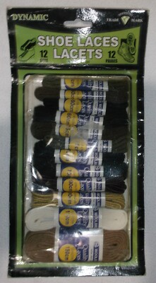 DYNAMIC SHOE LACES LACETS 12 PACK TRADE MARK ASSORTED NEW VINTAGE LAREAUX