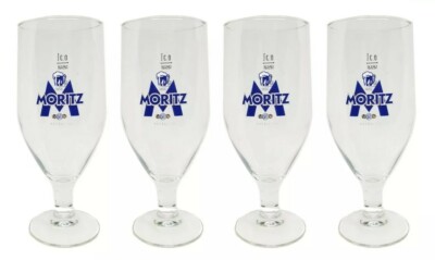 MORITZ BARCELONA  4 x BEER TULIP GLASSES (400/300ml) BNWOB MAN CAVE SPAIN 