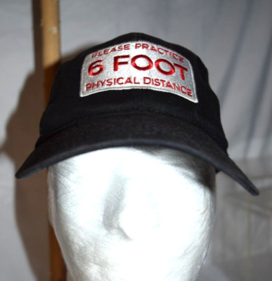 Social Distancing Black Cap Please Practice 6 Foot Physical Distance Patch