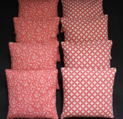 WEDDING CORAL SMALL FLORAL & DIAMONDS 8 ACA Regulation Cornhole Bean Bags 