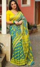 Bangladeshi Dhakai Jamdani Saree For Women Hand Made Multi Color Jamdani Sari