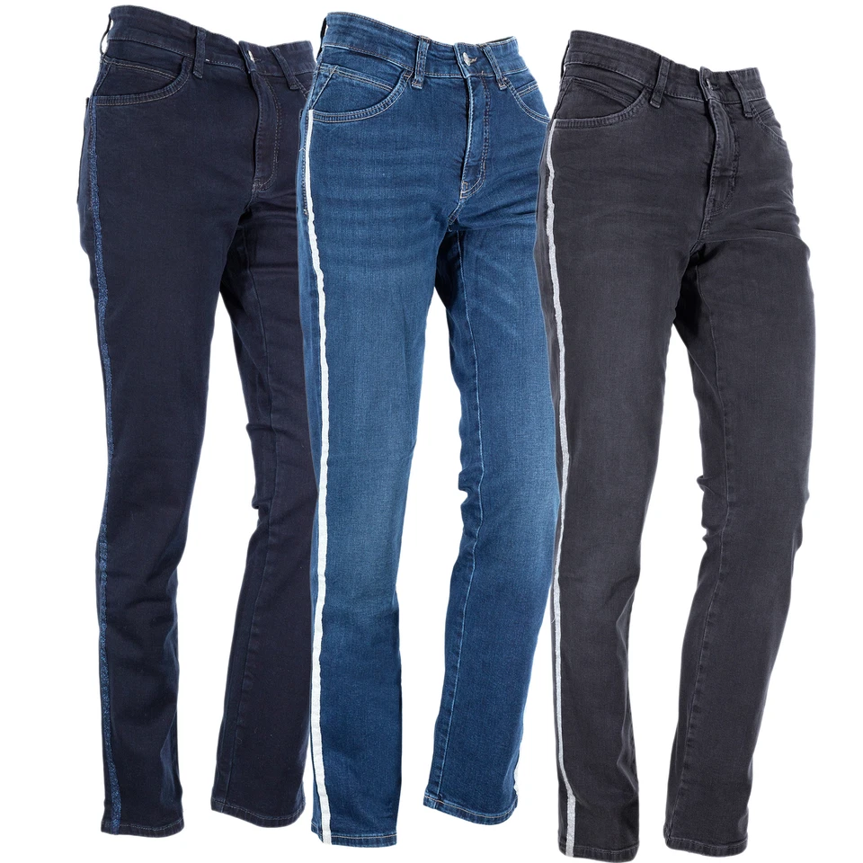 MAC Melanie Stretchjeans Straight Leg Jeans Damen Feminine Fit Denim Blau Grau - Bild 1 von 1