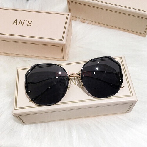 Women Fashion Oversized Outdoor Gradient Shades UV400 Glasses Rimless Sunglasses - Picture 13 of 19