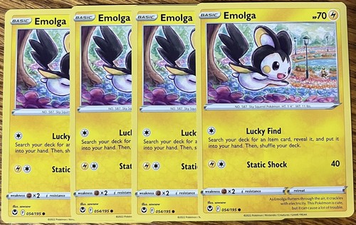 x4 Emolga 54/195 - Silver Tempest - Common - Read Desc.