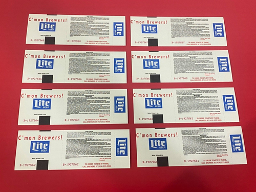 ROBIN YOUNT 3000 HIT GAME FULL TICKETS LOT OF 8 9/9/92 MILWAUKEE COUNTY STADIUM - Picture 2 of 2