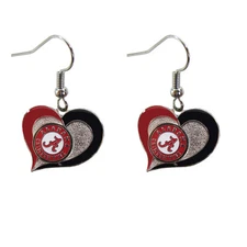 Brand New NCAA Alabama Crimson Tide Swirl Heart Earring Dangle Charm