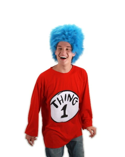 Dr. Seuss The Cat In The Hat Thing 1 Adult T Shirt Wig Costume
