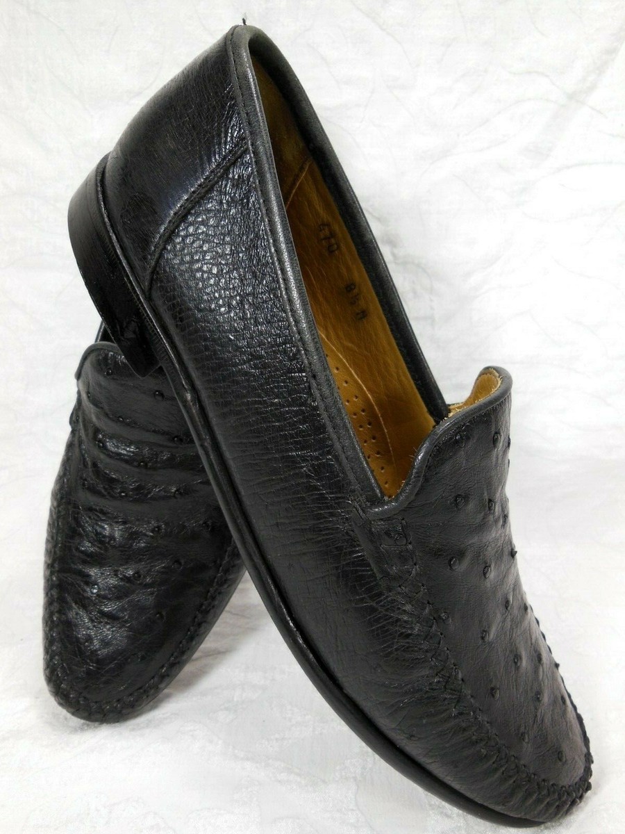 Zelli® Struzzo 470 Black Ostrich Quill Leather Slip-On  display picture 1