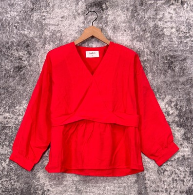New BA&SH Blouse 2 Womens Red Wrap Tie Top