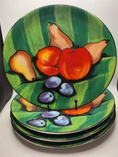 🔥 4 Misono TUSCANY Dinner Plates Fruit Pattern 4902 Soojin Choi Oval 1992