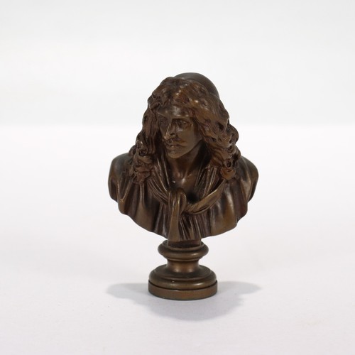 Antique Miniature Barbedienne Bronze Bust of Molière After Houdon - Picture 2 of 11