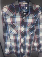 Vintage Wrangler Cowboy Cut X-Long Tails Regular Fit 16.5x34 Size XL Men s Plaid