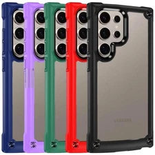 For Galaxy S25 Ultra/S25+/S25 Transparent Hybrid Case Metal Buttons Camera Edges