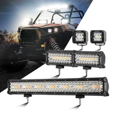 AUXBEAM 3"/7"/20"INCH Led Work Light Bar Amber&White Combo Offroad Work Fog Lamp