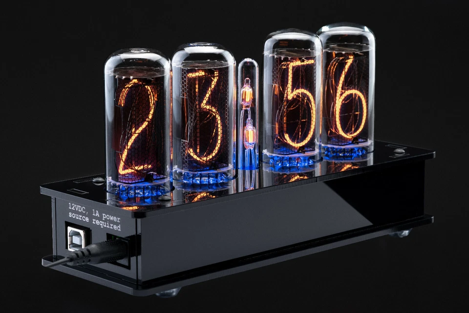Nixie Tube Clock IN-18 Arduino Shield in Stylish Black Acrylic Case 12/24H Temp - Image 3 of 4