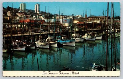 San Francisco Fisherman's Wharf Fishing Boats at Anchor California Postcard