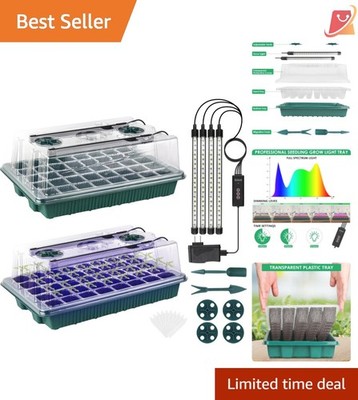 Seed Starter Tray with Grow Light 80 Cells Indoor Kits with Humidity Dome
