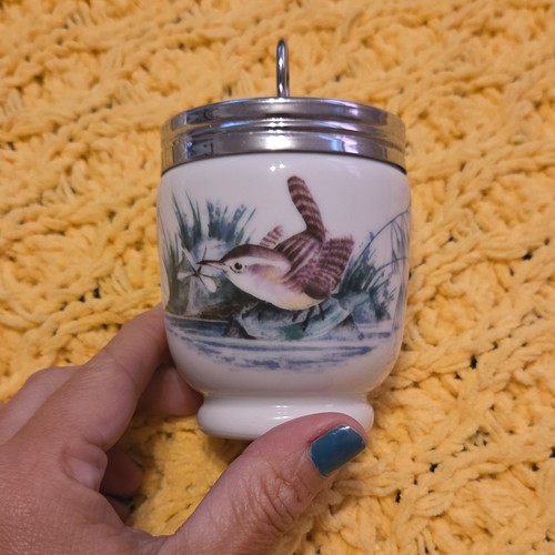 Royal Worcester Porcelain Egg Cup w/ Lid Bird Pattern Made in England