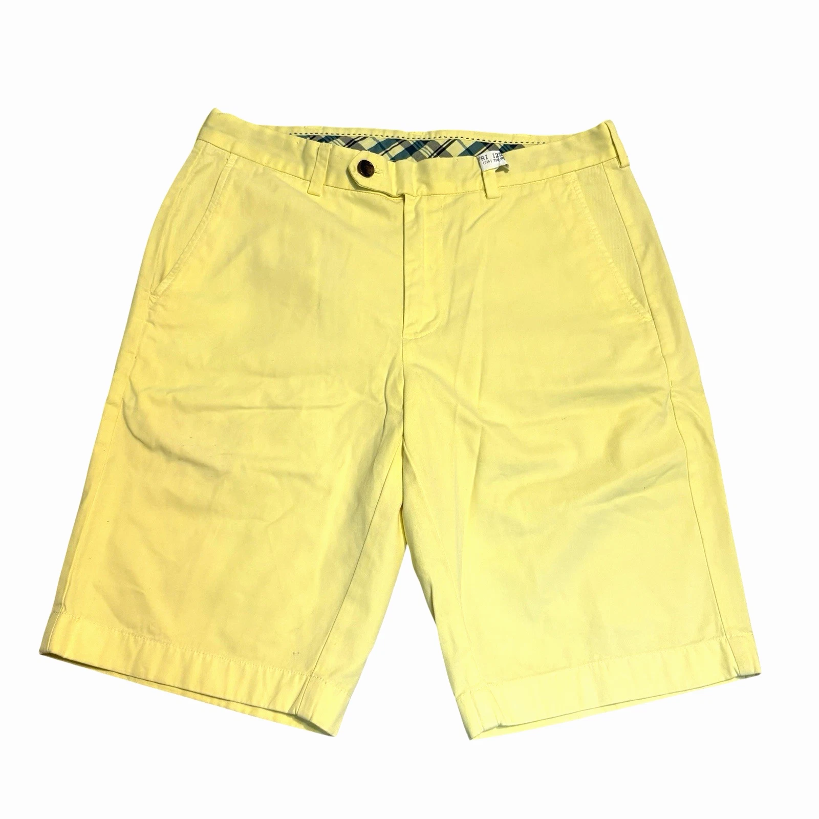 Brooks Brothers Bermuda Shorts Chino Flat Front Mens W 33 Yellow Casual Cotton