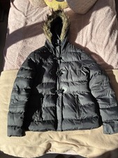Women’s Black Winter Coat Size 10 Repaired Damage But Still Wearable
