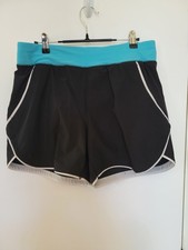 Lands' End Women's Swim Shorts Black Blue Waistband 5" Leg Size 10