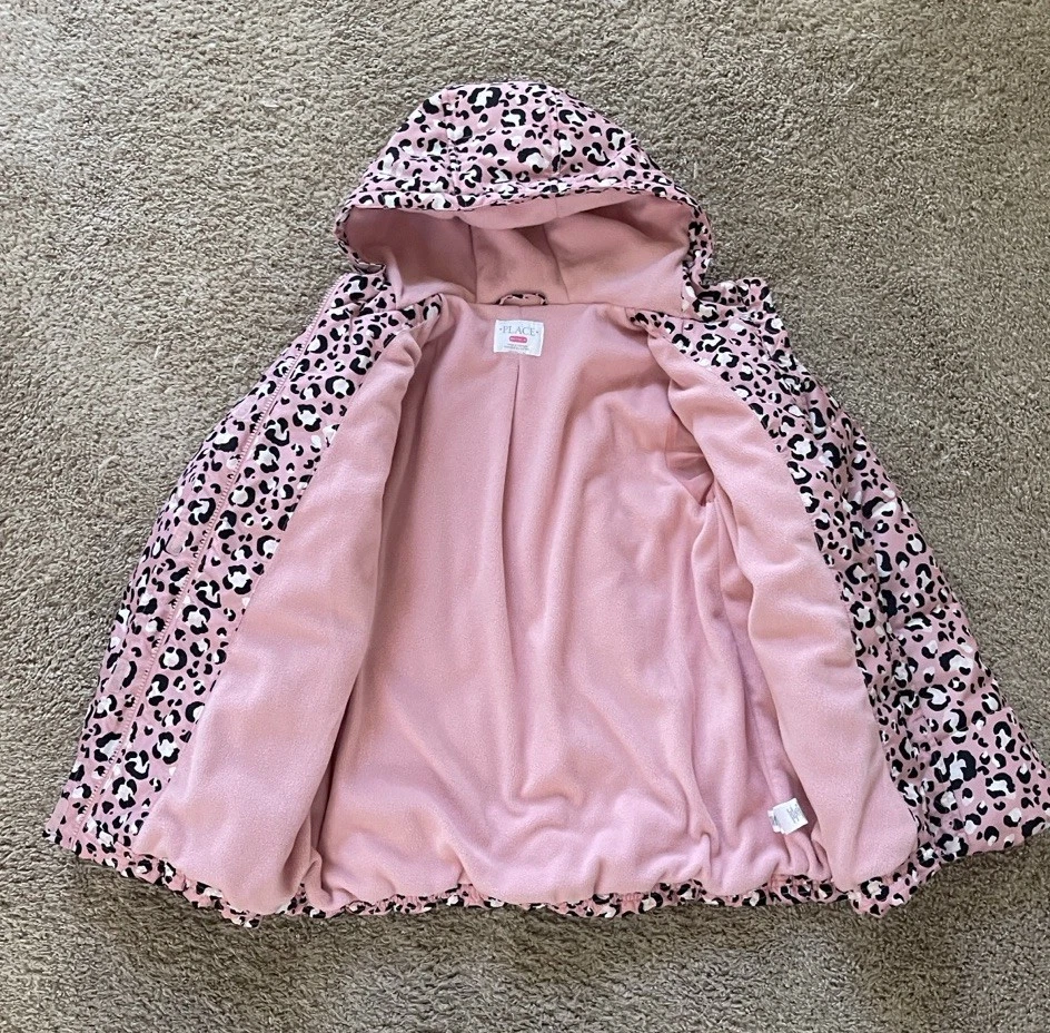 Детское место девочек розовый/черный леопард пуховик Куртка Пальто XXL (16) - Изображение 3 из 4
