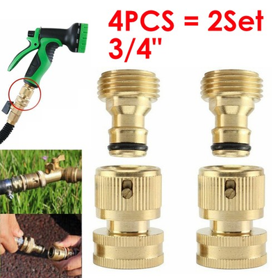 #ad 4Pcs 3 4 Garden Hose Quick Connect Water Brass Female Male Connector Coupler $9.99
