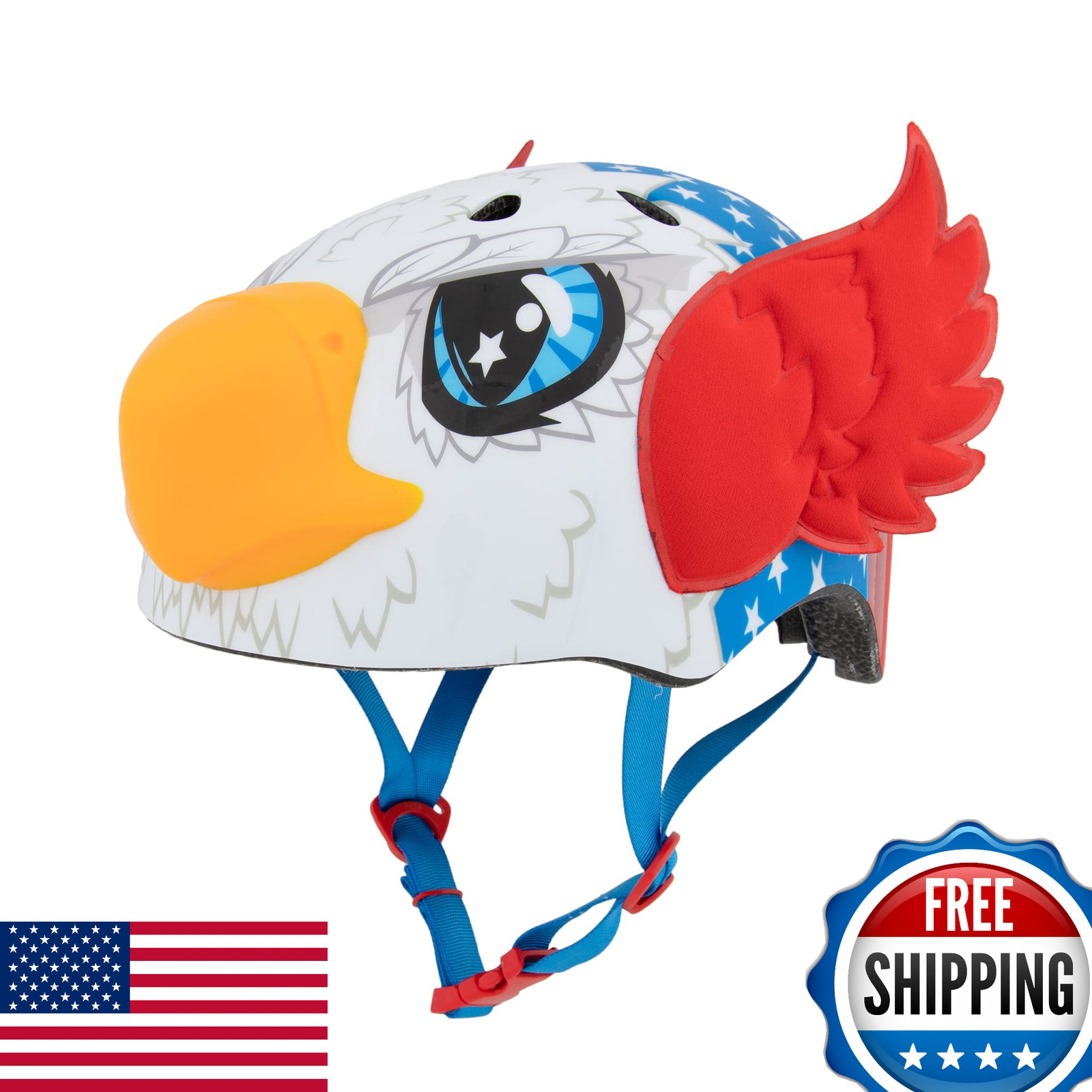 Raskullz Sam Eagle Child Helmet 5+, Red, 3D Beak, Fabric Wings, 50-54cm