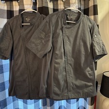 Lot of 2, Chef Works Short Sleeve Chef Coat Jacket Gray Unisex Size L