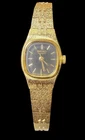 Vintage Seiko Watch Women Gold Tone Black Dial Rectangle 7321-5399