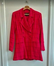 Droopy & Browns Jacket 14 Red Vintage Plaid Tartan Pleated Back Tartan Claudia 