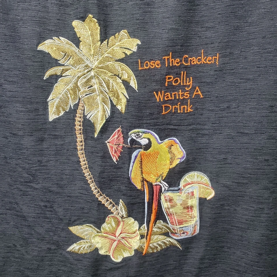 Camisa de campamento bordada Caribbean Joe XL loro tropical piña Foto 3 de 4