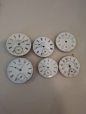 Lot Of 6 Large Pocket Watch Movements With Dials For Parts Or Repair