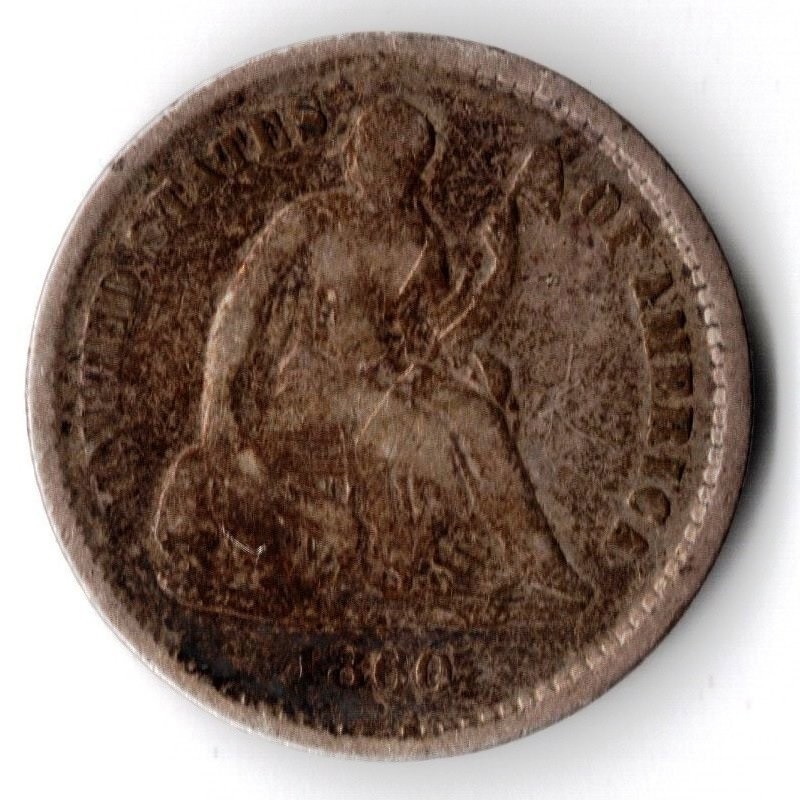 1860-O Liberty Seated Half Dime, Legend on Obverse 166 Years Old! Nice Coin!