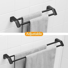 Adjustable Double Bar Towel Bar Stainless Black 13.9''-25.3''