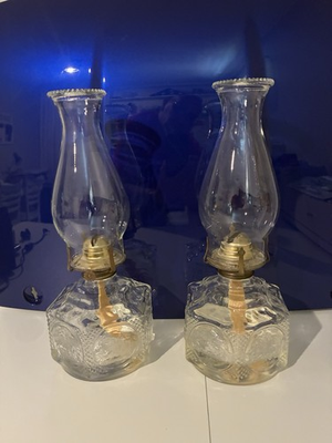 #ad Set Of 2 Vintage Lamplight Farms 5 Sided Horse amp; Buggy Hurricane Oil Lamp $80.00