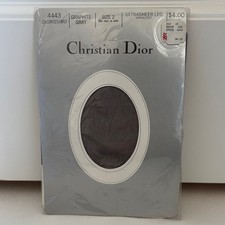 Vintage Christian Dior Pantyhose Graphite Gray 4443 Ultrasheer Sandle Toe Size 2