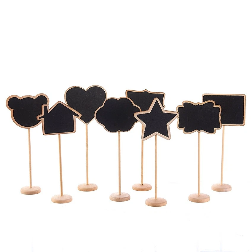 10X Wooden Mini Blackboard Memo Sign Message Chalk Board Stand Wedding Decor - Image 2 of 4
