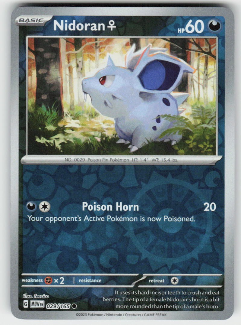 Nidoran F 029/165 Reverse Holo Common 151 Pokemon NM
