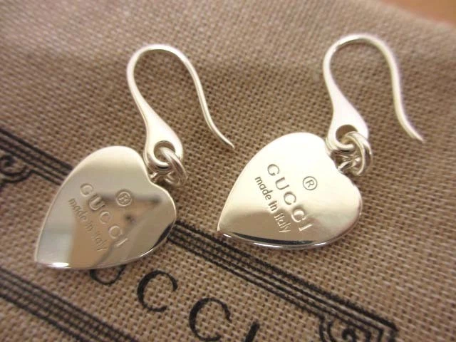 Boucles d'oreilles crochet plaque coeur GUCCI SV925 argent femme accessoires H1,5 cm ~ L1,3 cm