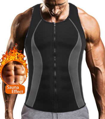 Men's Zipper Neoprene Shapewear Workout Tank Top Waist Trainer Shaper Sauna Vest