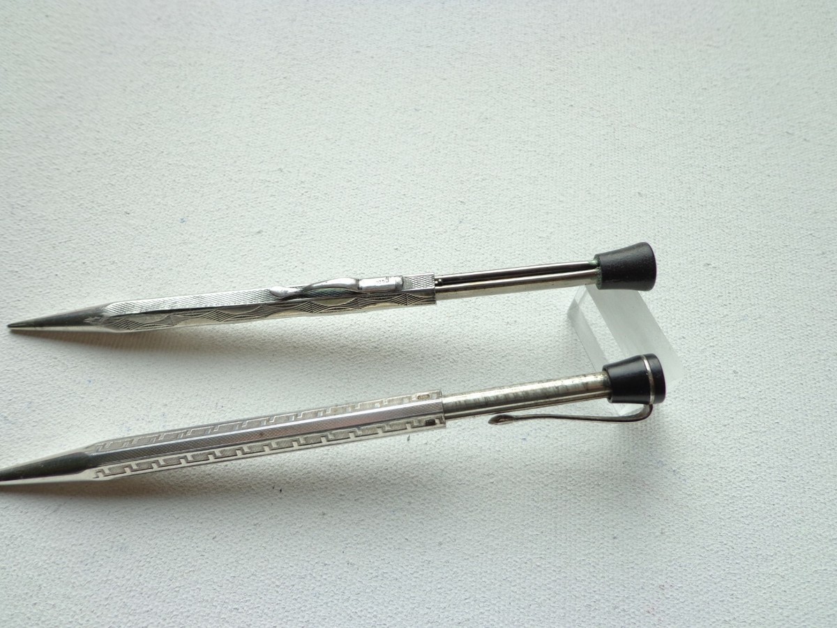 Antique 1900s Mechanical Propelling Pencil Silver 830 and 800 SET