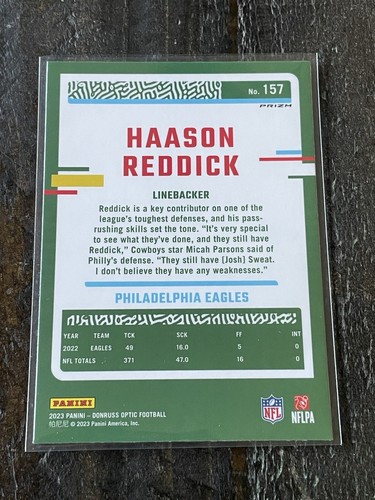 Haason Reddick 2023 Donruss Optic SIlver Prizm Holo Philadelphia Eagles #157 - Picture 2 of 2