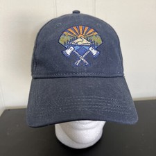 United by Blue- Hacha Crest Sombrero Azul Marino Hombre’s Sombrero Ajustable Gorra Papá ¡EXCELENTE ESTADO USADO!
