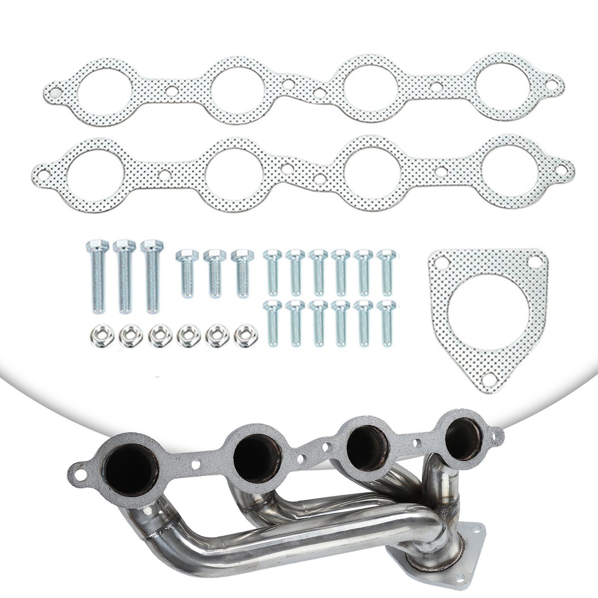 Pair Of Exhaust Headers For 02-16 Chevy Silverado 1500/2500HD With 4.8L, 5.3L, 6.0L, 6.2L