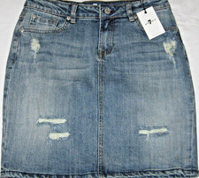 7 FOR ALL MANKIND Girls Size L High Waisted Distressed Jean Denim Skirt